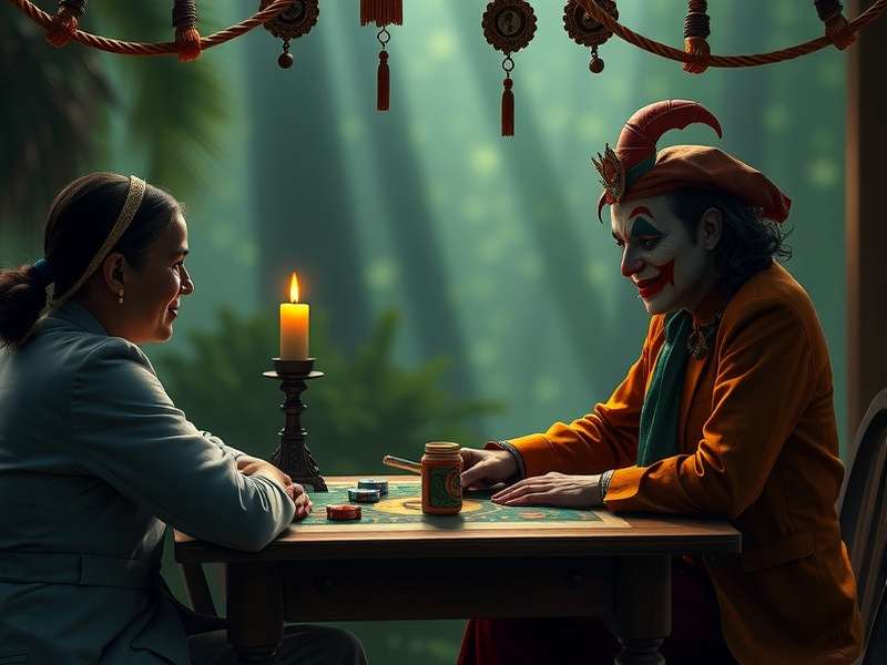 Close-up of Sequence board game with Joker card placed strategically