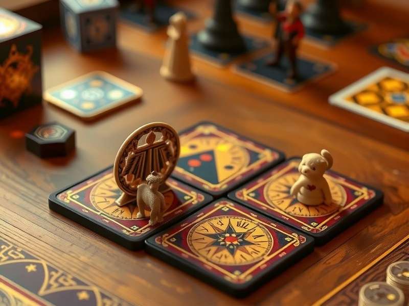 Sequence board game box and components laid out on a wooden table