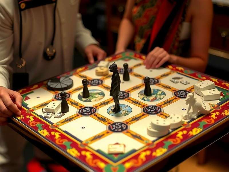 Sequence Board Game setup with cards and chips on a wooden table