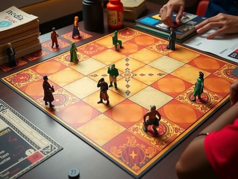 Sequence board game setup with chips, cards, and board