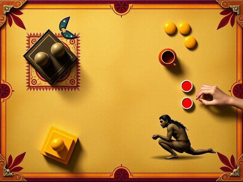 Sequence board game setup with cards and chips on wooden table