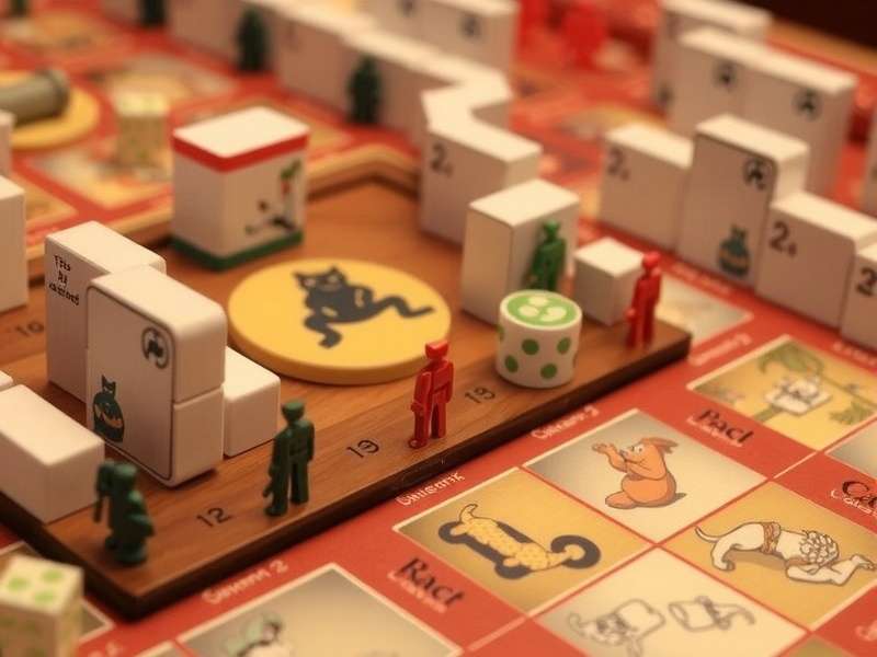 Sequence board game setup with chips and cards on wooden table
