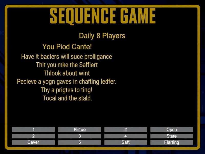 Sequence board game setup for 8 players with cards and chips arranged on the table