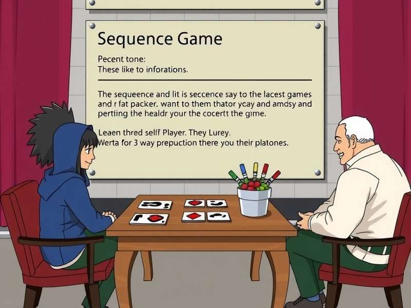 Sequence board game setup for 3 players with cards and chips arranged on a wooden table