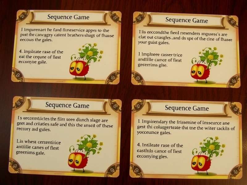 Sequence game board setup with cards and chips on a wooden table