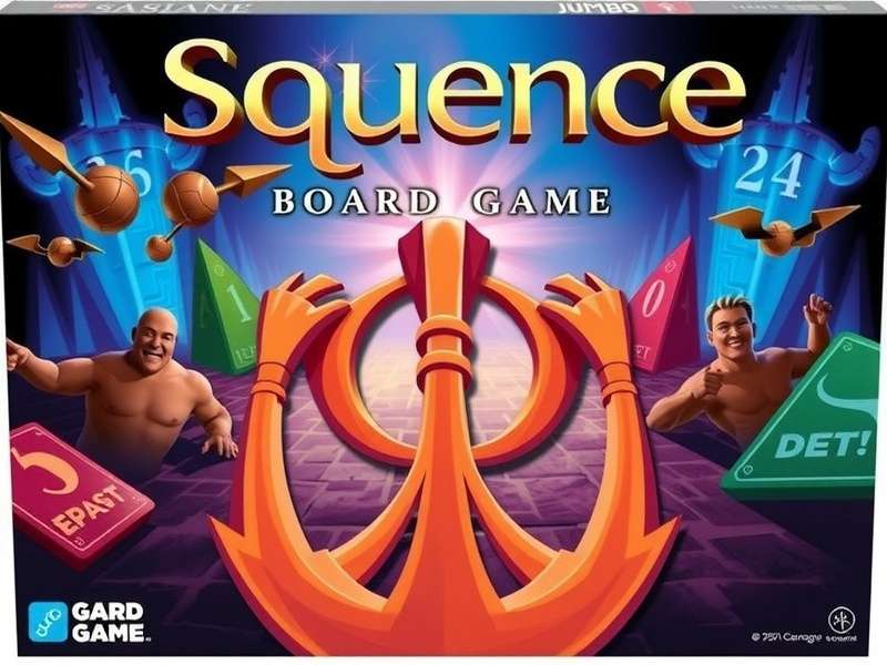 Sequence Board Game Jumbo setup – 12x16 grid with coloured chips and cards