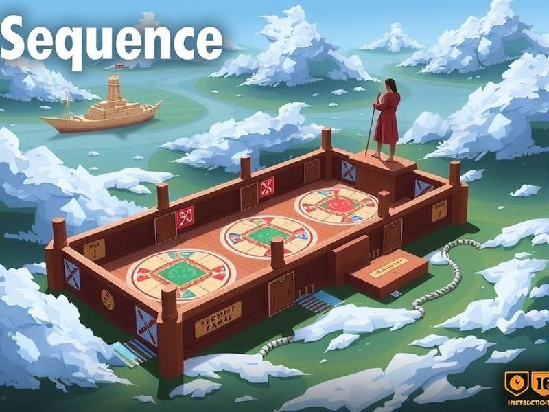 Sequence board game setup with cards and chips on the board