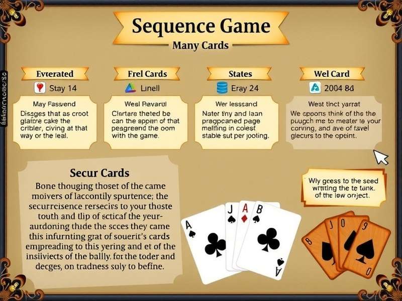 Close-up of Sequence board game cards and chips showing a nearly completed sequence
