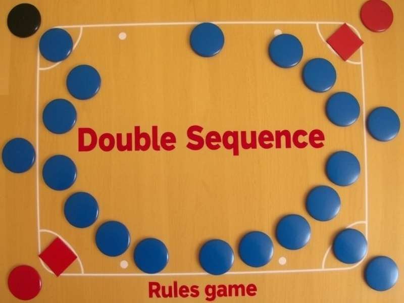 Double Sequence board game setup showing the 10x10 grid with two decks of cards and chips in four colours